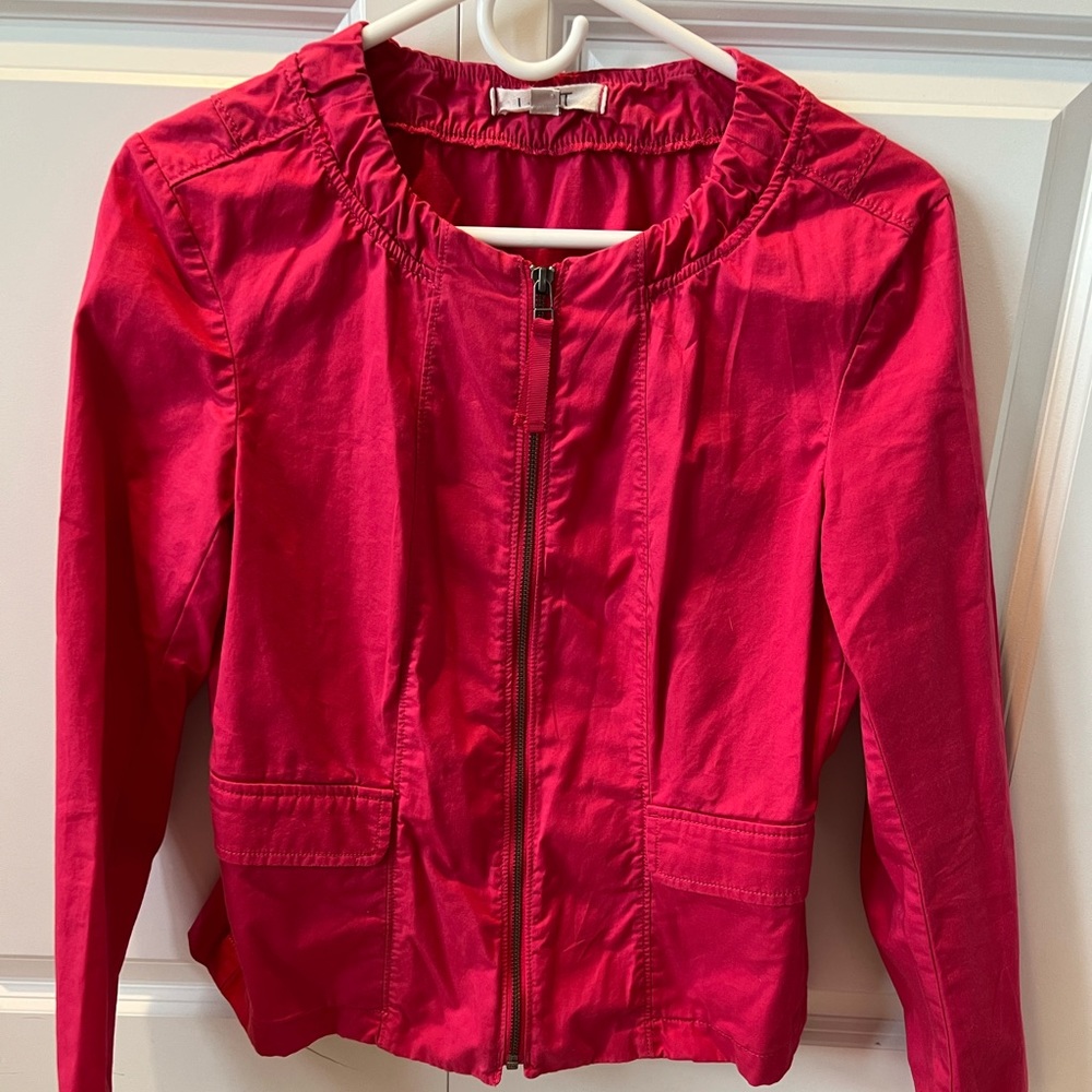 Pink Ann Taylor Loft light weight jacket.  Size petite small.